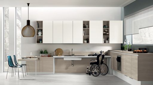 Interiores accesibles ccon cocinas adaptadas a minúsvalidos (Firma Scalovini)