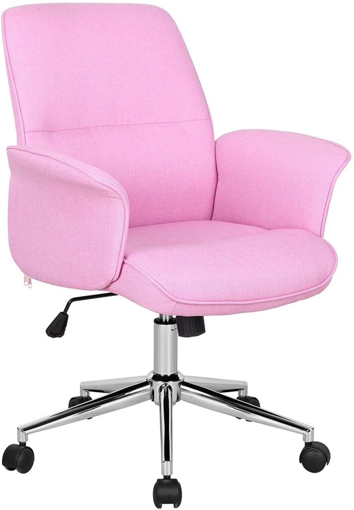 silla de oficina rosa para trabajar desde casa 